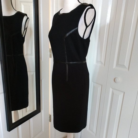 Trina Turk Black w/Leather Trim Sheath Dress 8 - Picture 9 of 12